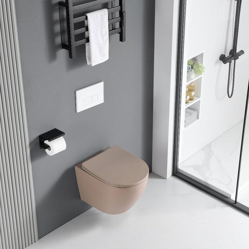 Cuvette WC suspendu CARCEO beige mat - sans bride et avec frein de chute - Le Monde du Bain