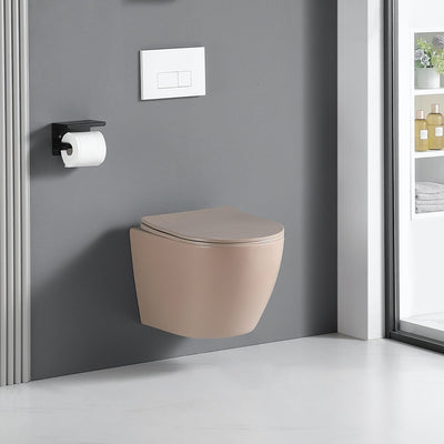 Cuvette WC suspendu CARCEO beige mat - sans bride et avec frein de chute -  Le Monde du Bain