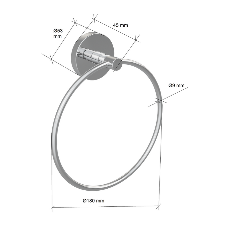 Dimensions anneau porte-serviette CIRCLE chromé