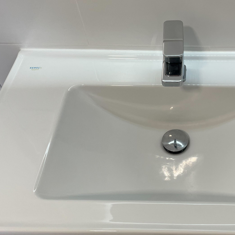 Vasque céramique marque SEREL® - Meuble salle de bain design simple vasque MESSINA largeur 60 cm chêne clair - Le Monde du Bain