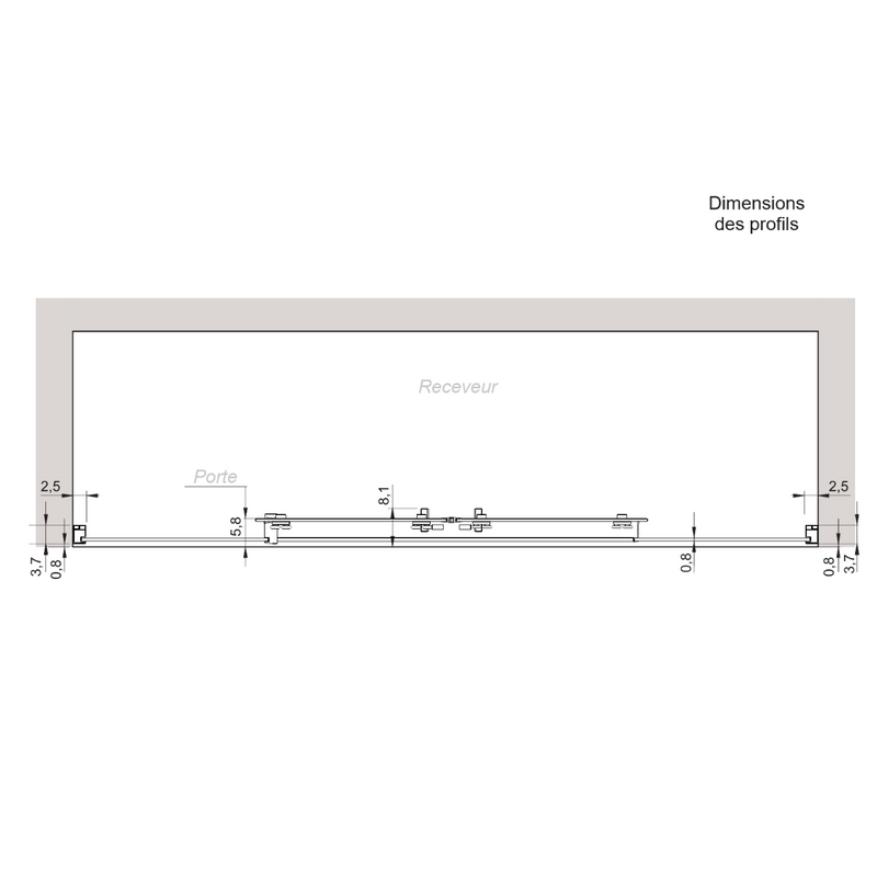 Dimensions profil - Paroi de douche 2 verres fixes + 2 portes coulissantes DELTA blanc mat