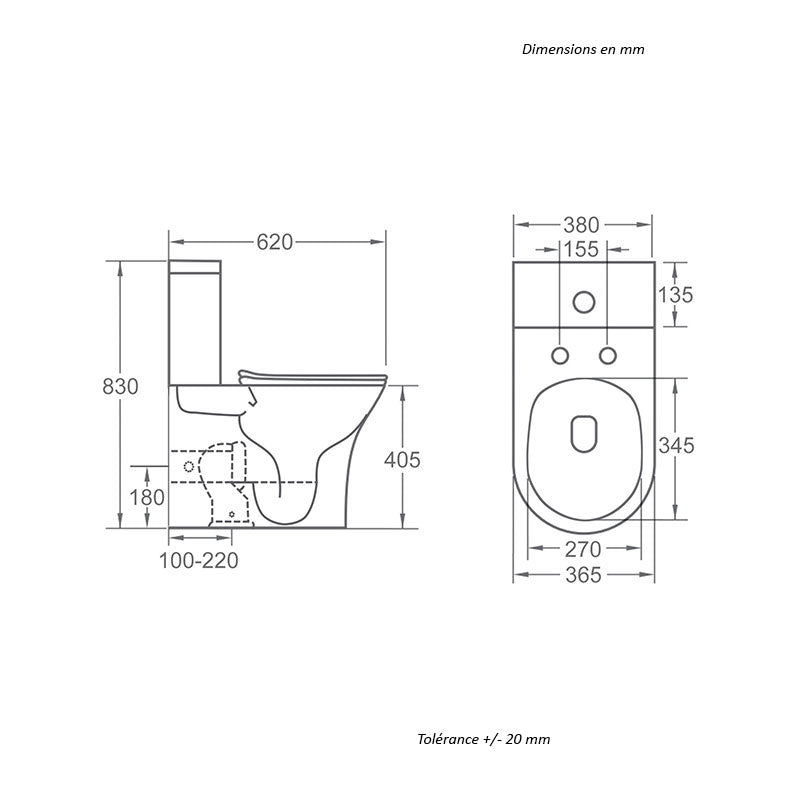 Toilette WC à poser CIPOLI en céramique