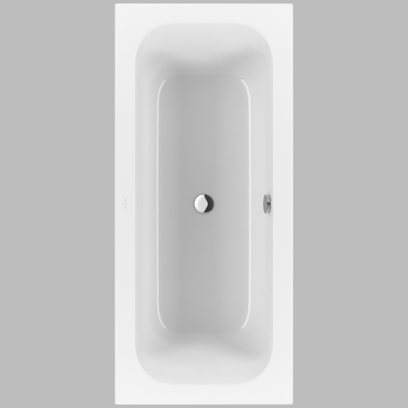 Villeroy & Boch Loop & Friends Baignoire rectangulaire SQUARE, 1800 x 800 mm, Blanc, bonde centrale