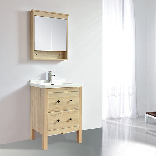 Armoire de toilette bloc-miroir 60 cm TYPO finition mélaminé chêne